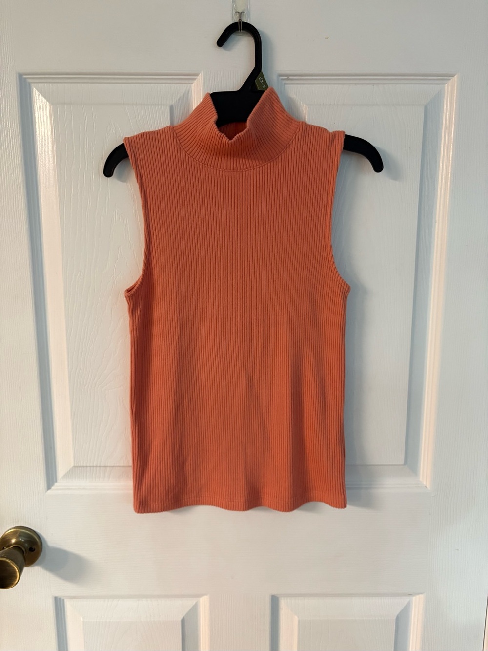 NEW American Eagle Outfitters Sleeveless Ribbed Mock Neck Tank - Coral Orange